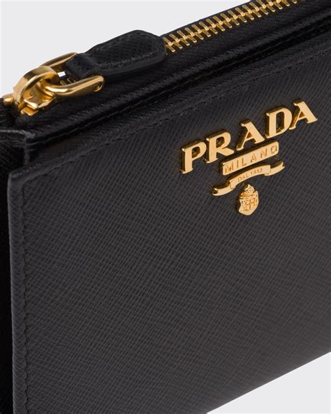 prada saffiano wallet black womens|authentic Prada wallet sale.